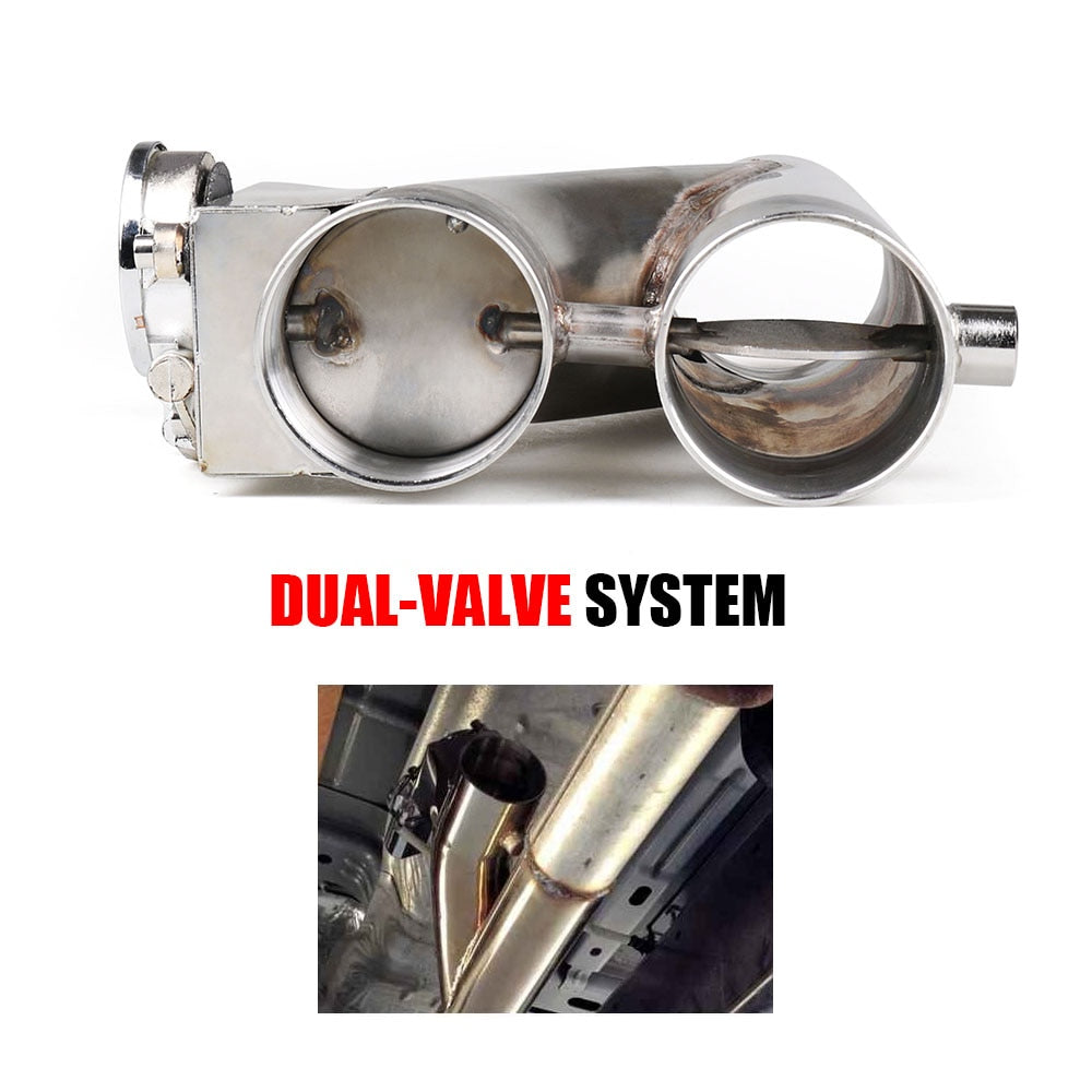 2.25'' 2.5" 3" Double Electric Exhaust Kit Y pipe Exhaust Control Valve With Dual Valve system and remote control.