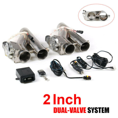 2.25'' 2.5" 3" Double Electric Exhaust Kit Y pipe Exhaust Control Valve With Dual Valve system and remote control.