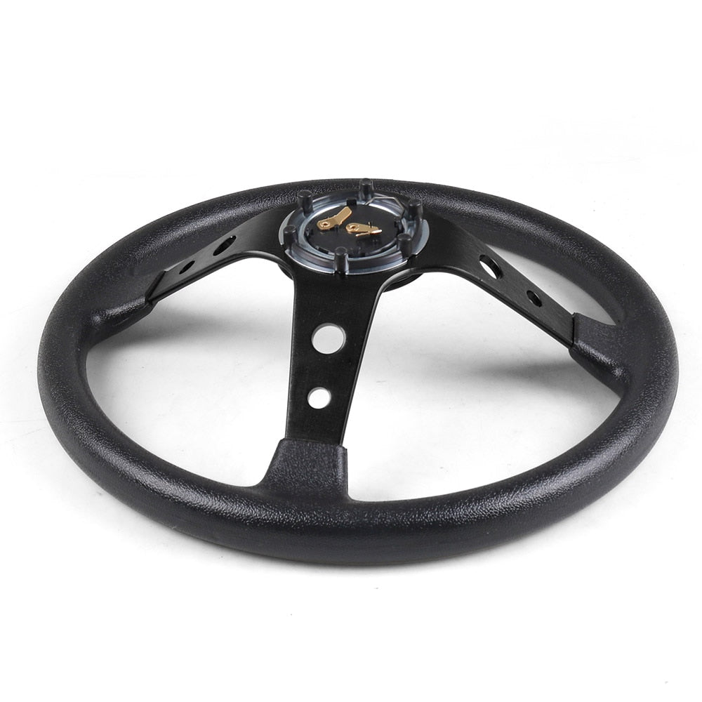 Universal aluminium and leather steering wheel (14 inch)