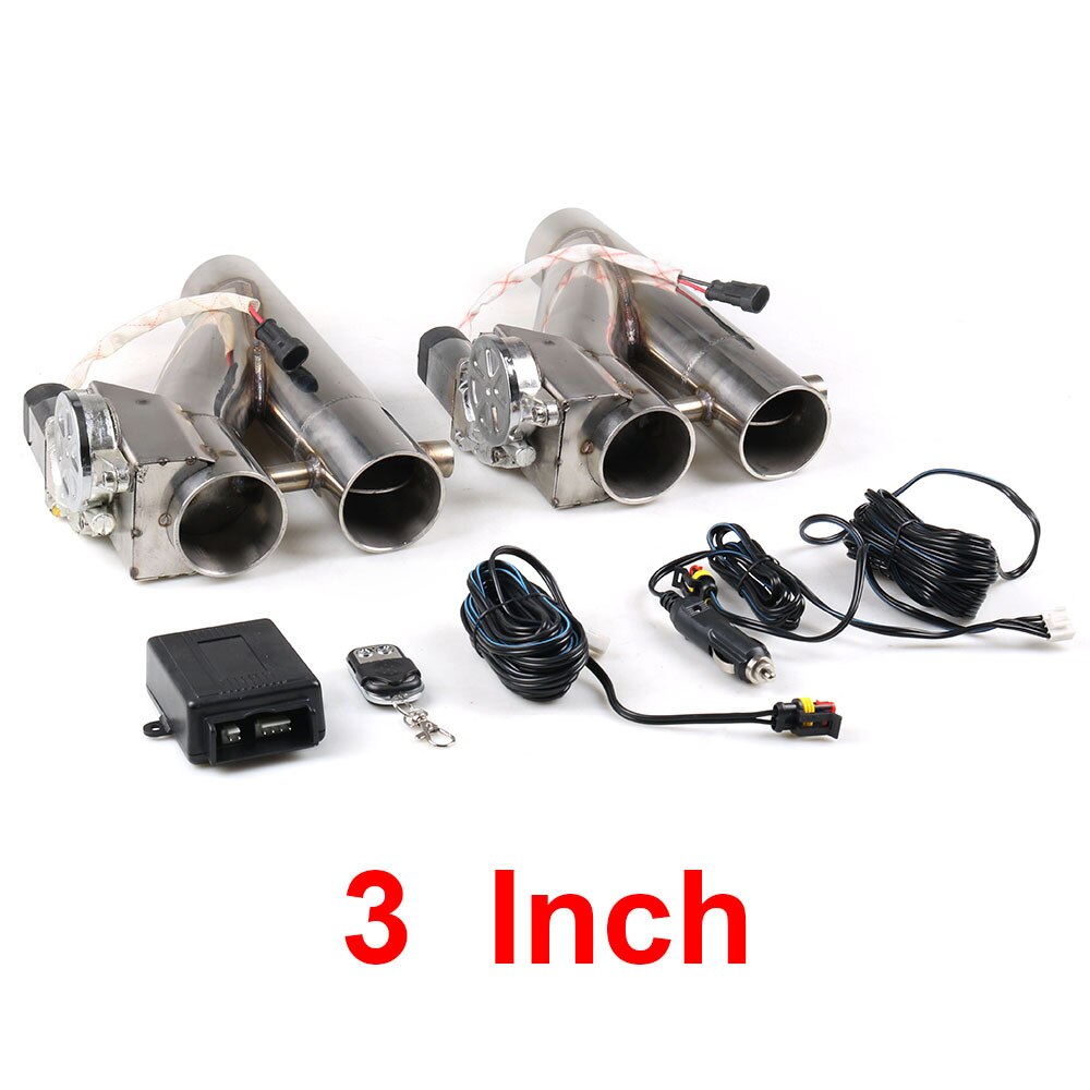 2.25'' 2.5" 3" Double Electric Exhaust Kit Y pipe Exhaust Control Valve With Dual Valve system and remote control.