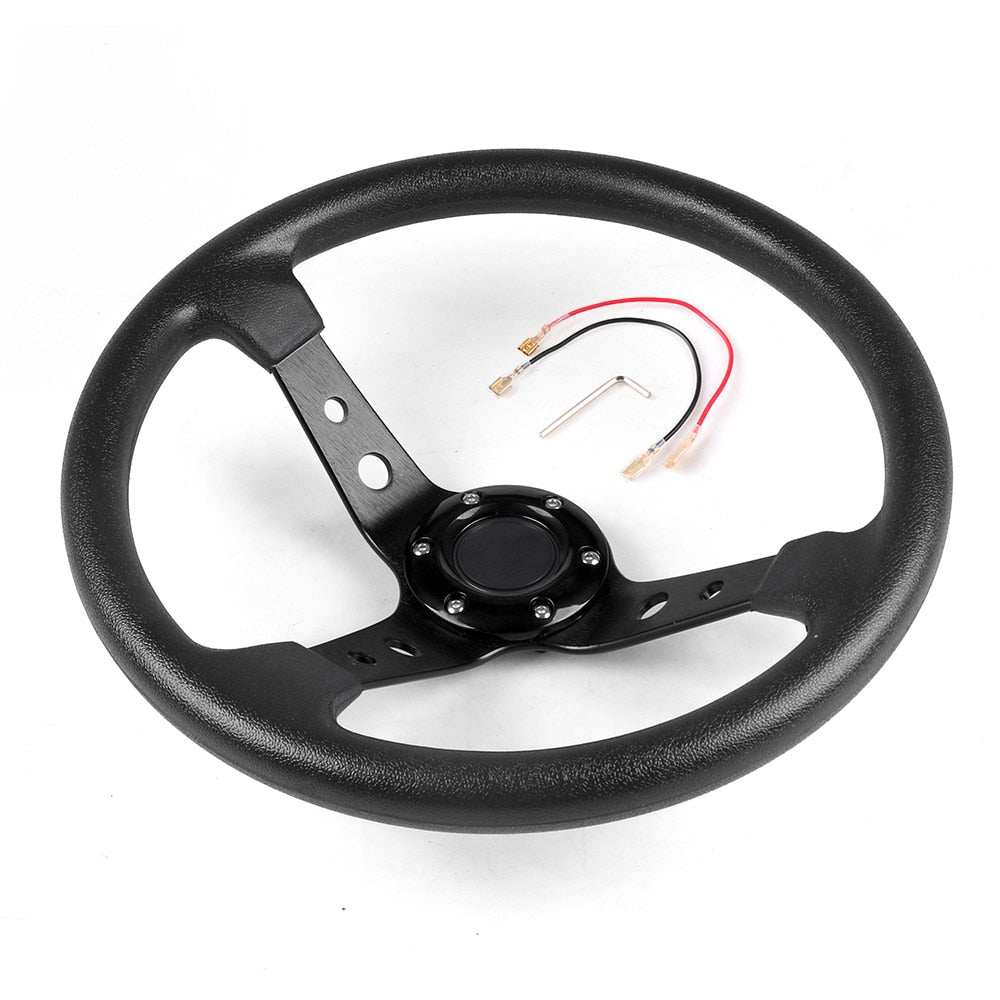 Universal aluminium and leather steering wheel (14 inch)