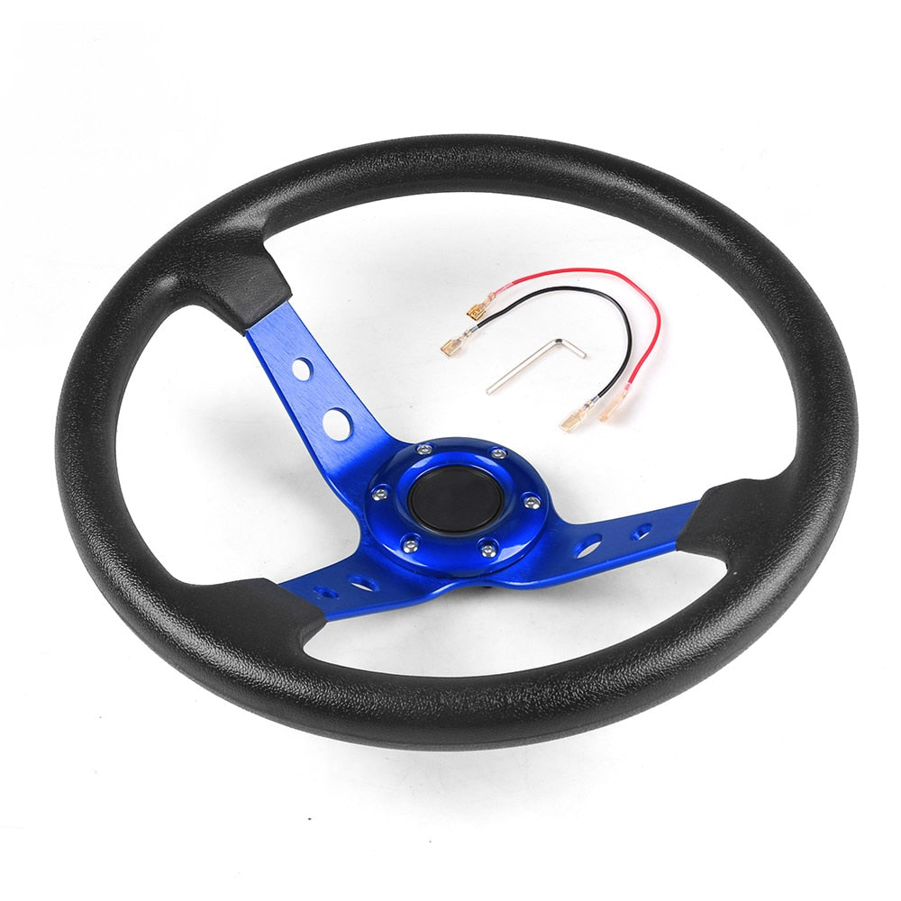 Universal aluminium and leather steering wheel (14 inch)