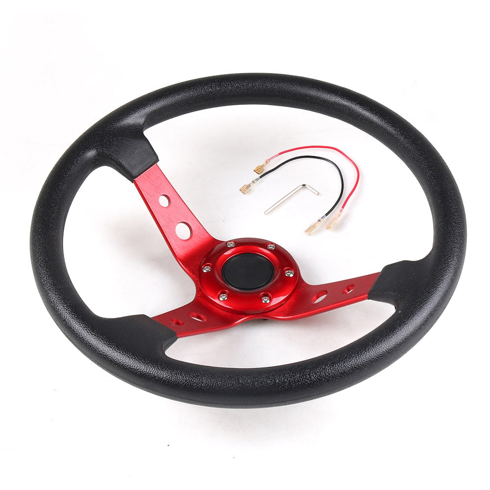 Universal aluminium and leather steering wheel (14 inch)