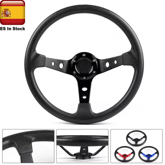 Universal aluminium and leather steering wheel (14 inch)
