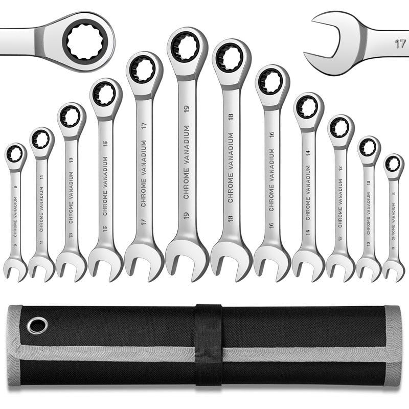Keys Set Ratchet Spanner Wrench Socket Set Combination Ratcheting Wrench Set Chrome Vanadium Kit Car Repair Tools Set