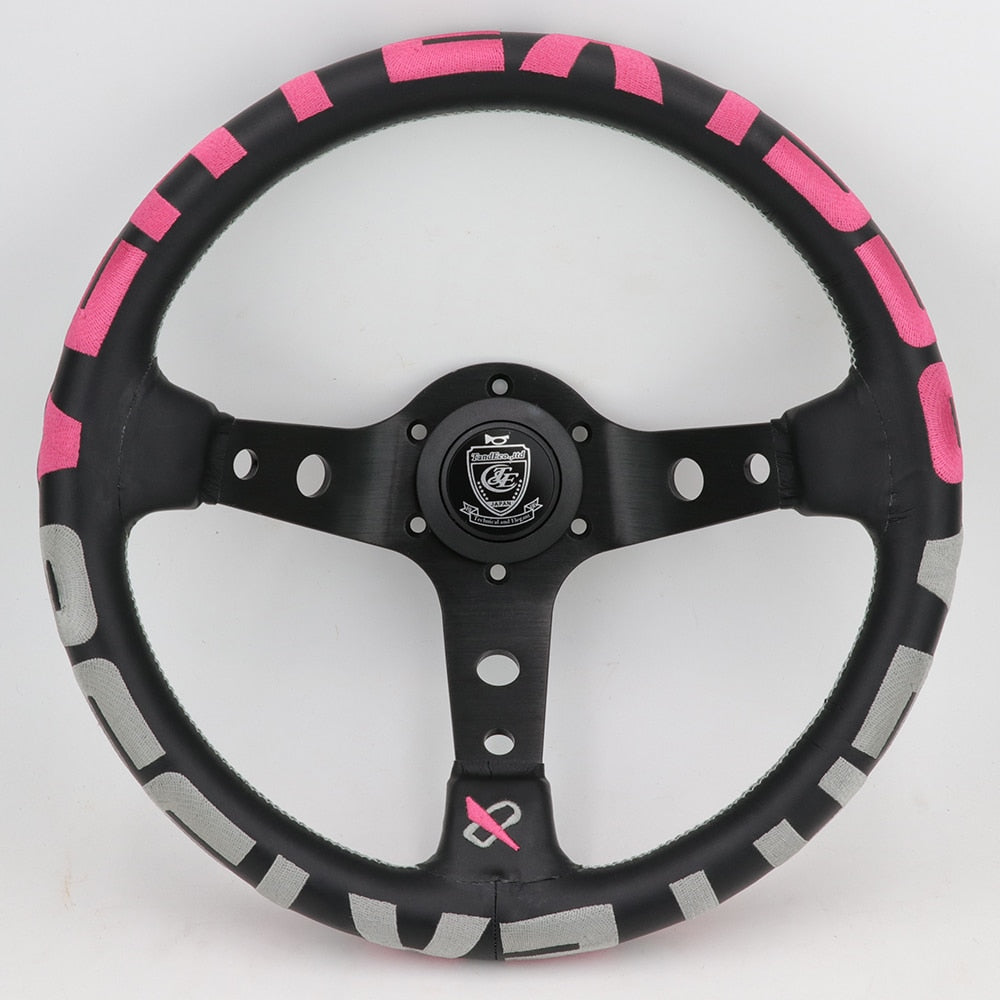 jdm Vertex Style 13inch Genuine Leather Embroidery Drift Sport Steering Wheel